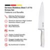 Muller Kitchen MK-2815 15-piece German stainless steel knife set in white with a wooden block and built-in knife sharpener